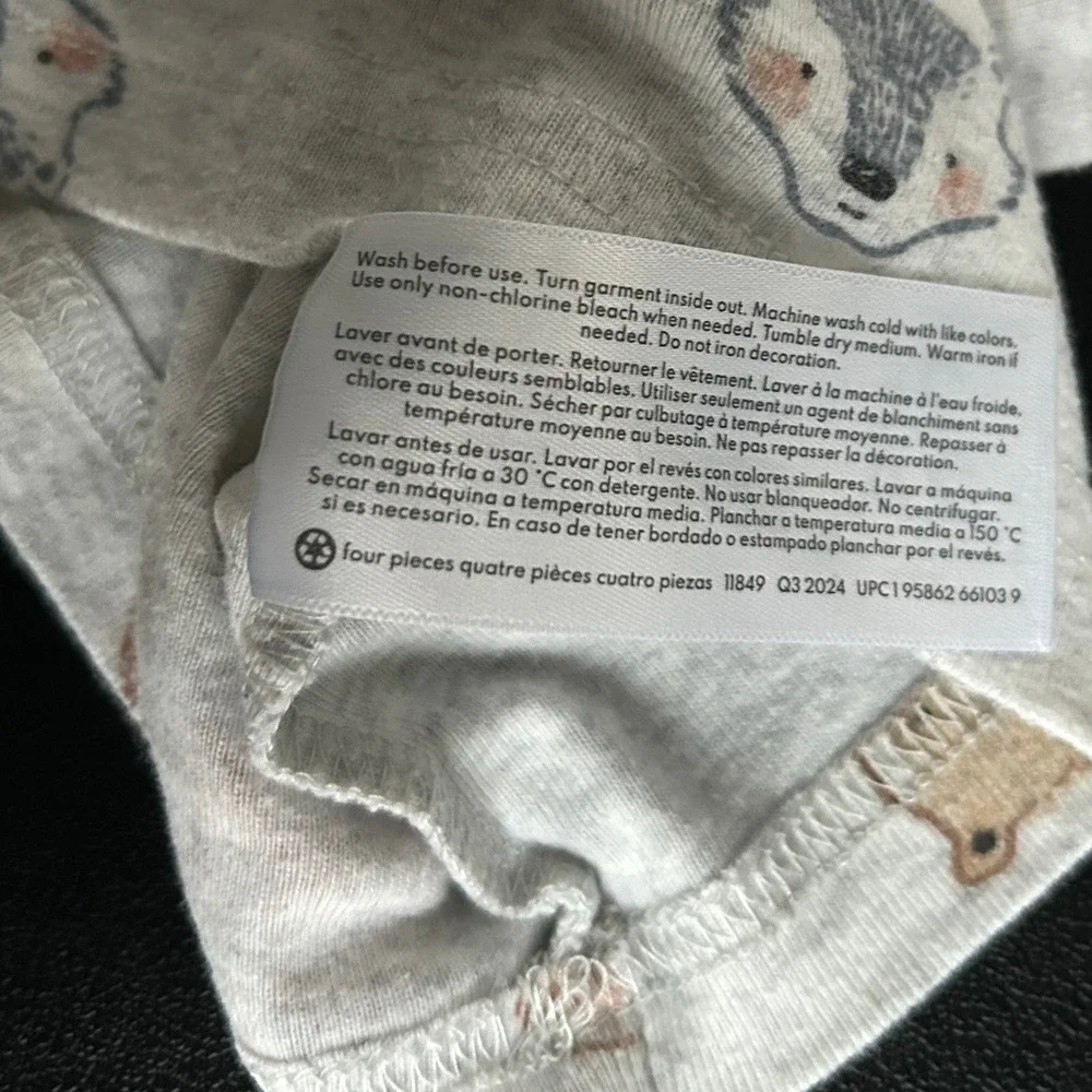 Carters Toddler 2T Gray Woodland Animal Fox Bear Owl Long Sleeve Pajama Top 1484